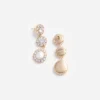 Gold Crystal Flower Tiered Earrings