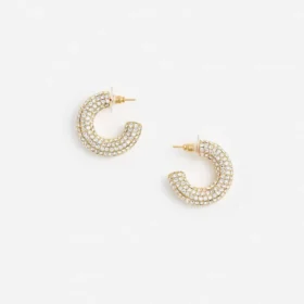 Gold Crystal Hoop Earring