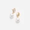 Gold Crystal Pearl Drop Earrings