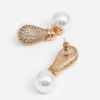 Gold Crystal Pearl Earrings Gold Crystal Pearl Earrings