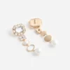 Gold Crystal Pearl Tiered Earrings