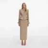 Gold Crystal Trim Knit Midi Dress