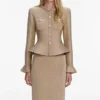 Gold Crystal Trim Knit Midi Dress