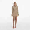 Gold Crystal Trim Knit Mini Dress
