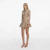 Gold Crystal Trim Knit Mini Dress