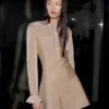 Gold Crystal Trim Knit Mini Dress