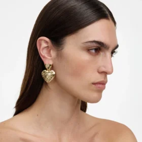 Gold Double Heart Earring