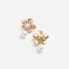 Gold Flower Pearl Earrings