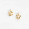 Gold Flower Pearl Jacket Earrings
