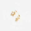 Gold Flower Pearl Jacket Earrings