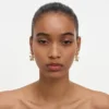 Gold Flower Pearl Jacket Earrings