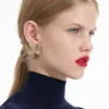 Gold Heart Ridged Earrings