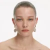Gold Hoop Crystal Cluster Earrings