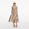 Gold Knit Taffeta Midi Dress