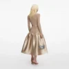Gold Knit Taffeta Midi Dress