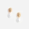 Gold Knot Pearl Earrings