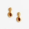 Gold Knot Tiered Amber Earrings