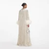 Gold Metallic Feather Maxi Dress