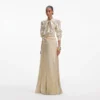 Gold Metallic Tie Neck Maxi Dress Gold Metallic Tie Neck Maxi Dress