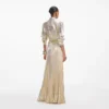 Gold Metallic Tie Neck Maxi Dress Gold Metallic Tie Neck Maxi Dress