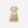 Gold Metallic Tiered Dress
