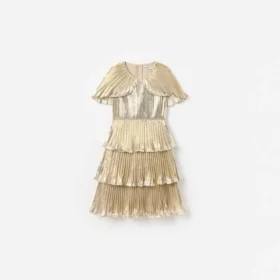 Gold Metallic Tiered Dress
