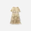 Gold Metallic Tiered Dress