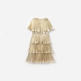 Gold Metallic Tiered Dress