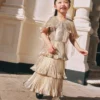 Gold Metallic Tiered Dress