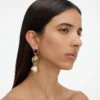 Gold Multi Three Tiered Earrings Gold Multi Three Tiered Earrings