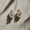 Gold Pearl Cluster Earrings