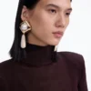 Gold Pearl Crystal Bar Earrings