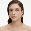 Gold Pearl Encrusted Flower Earrings Gold Pearl Encrusted Flower Earrings