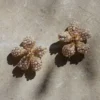 Gold Pearl Encrusted Flower Earrings Gold Pearl Encrusted Flower Earrings
