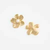 Gold Pearl Flower Earrings