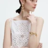 Gold Pearl Shell Charm Bracelet