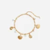 Gold Pearl Shell Charm Necklace