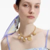 Gold Pearl Shell Charm Necklace