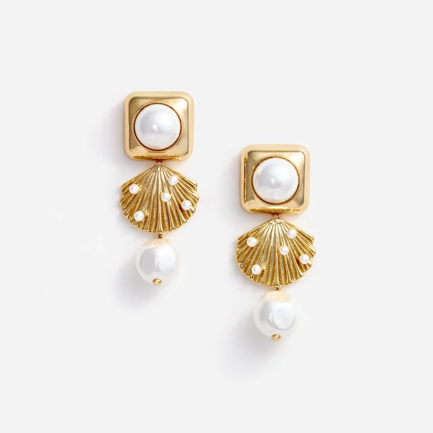Gold Pearl Shell Earrings Gold Pearl Shell Earrings
