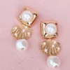 Gold Pearl Shell Earrings Gold Pearl Shell Earrings