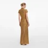 Gold Rhinestone Drape Maxi Dress