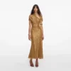 Gold Rhinestone Drape Midi Dress