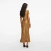 Gold Rhinestone Drape Midi Dress