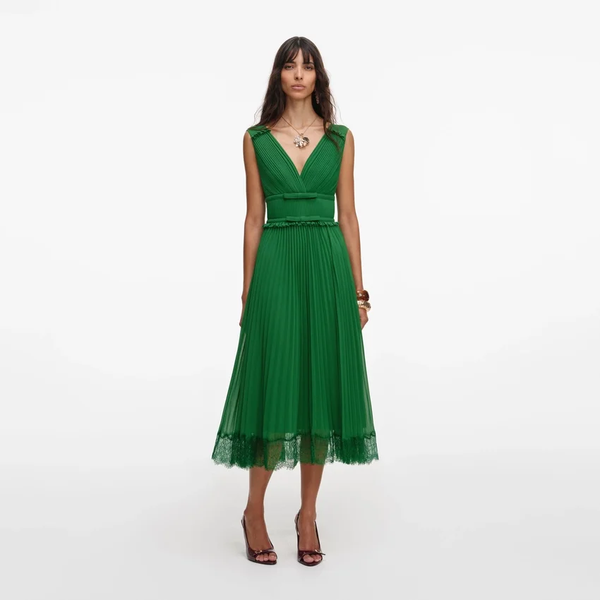 Green Chiffon Midi Dress Green Chiffon Midi Dress