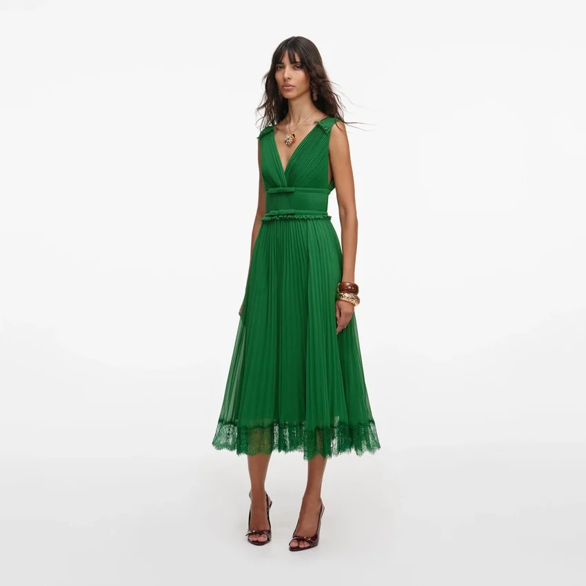 Green Chiffon Midi Dress Green Chiffon Midi Dress