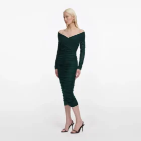 Green Viscose Knit Midi Dress