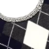 Grey Argyle Crystal Trim Jumper