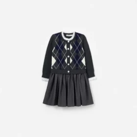 Grey Argyle Knit Dress