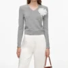 Grey Flower Wool Jumper