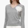 Grey Flower Wool Jumper